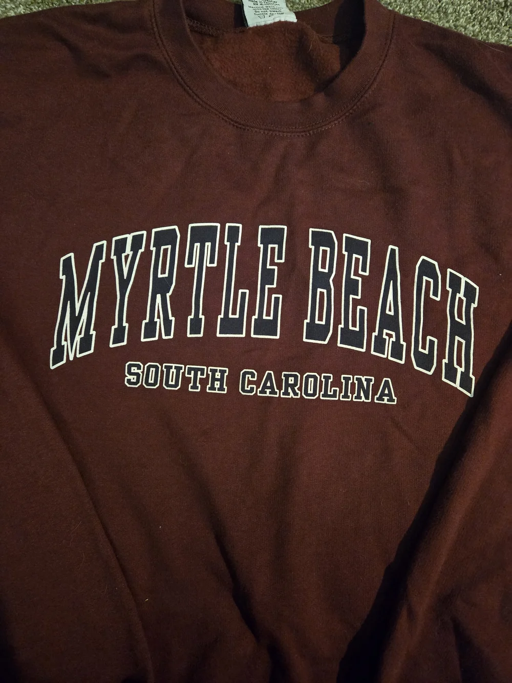 Myrtle Beach South Carolina Maroon Crewneck Sweatshirt - Classic Pullover - Picture 3 of 3